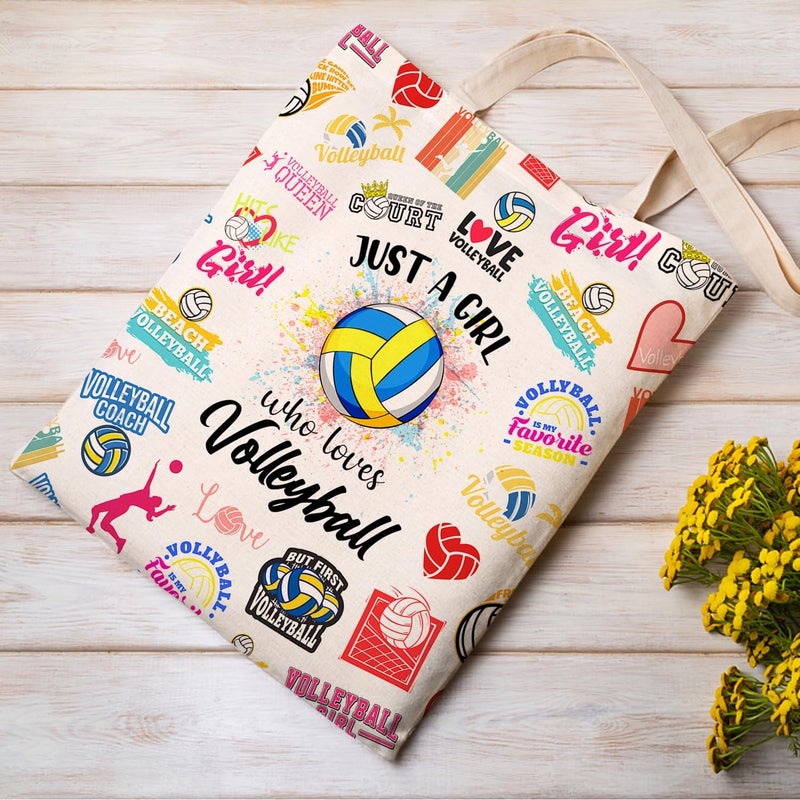 RBAFAO Just a Gir who loves Sport, Personalized Tote Bag for Birthday Graduation Gifts,Sport Lovers Gift,Canvas Bag for Women Sister Friends(Volleyball) - Image 2